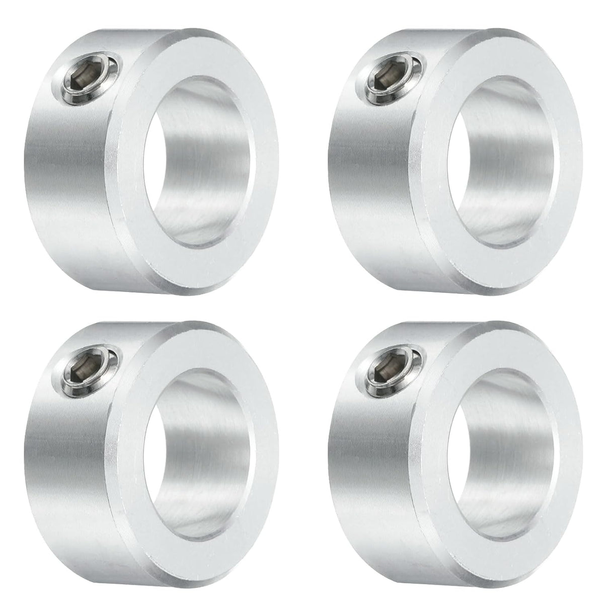 4pcs Set Screw Collars 3/4" Bore, Aluminum Shaft Collars, 1-1/4" OD and 9/16" Thickness, Set Screw Clamp Collar, Stop Collar for Linear Rod Shaft Guide