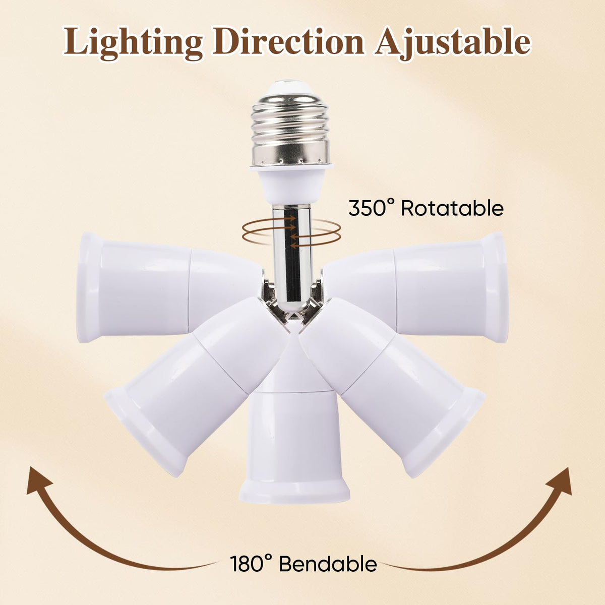 3 Pack Extensor de Conector de Lámpara, Extensión de Conector de Lámpara E26/E27 4.5 Pulgadas, Base de Tornillo Mediano Ajustable, Conector de Extensión de Lámpara Vertical 180°Horizontal 350°