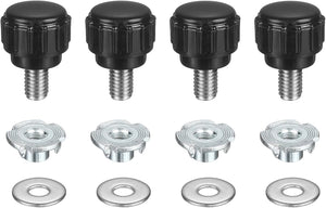 4 Sets Knurled Clamping Knobs with Washers & T-Nuts, M5 x 8mm Metric 14mm Plastic Head 304 Stainless Steel Stud Male Thread Thumb Screw on Type Head Threaded Hand Bolt Stud Knobs