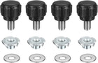 4 Sets Knurled Clamping Knobs with Washers & T-Nuts, M5 x 8mm Metric 14mm Plastic Head 304 Stainless Steel Stud Male Thread Thumb Screw on Type Head Threaded Hand Bolt Stud Knobs