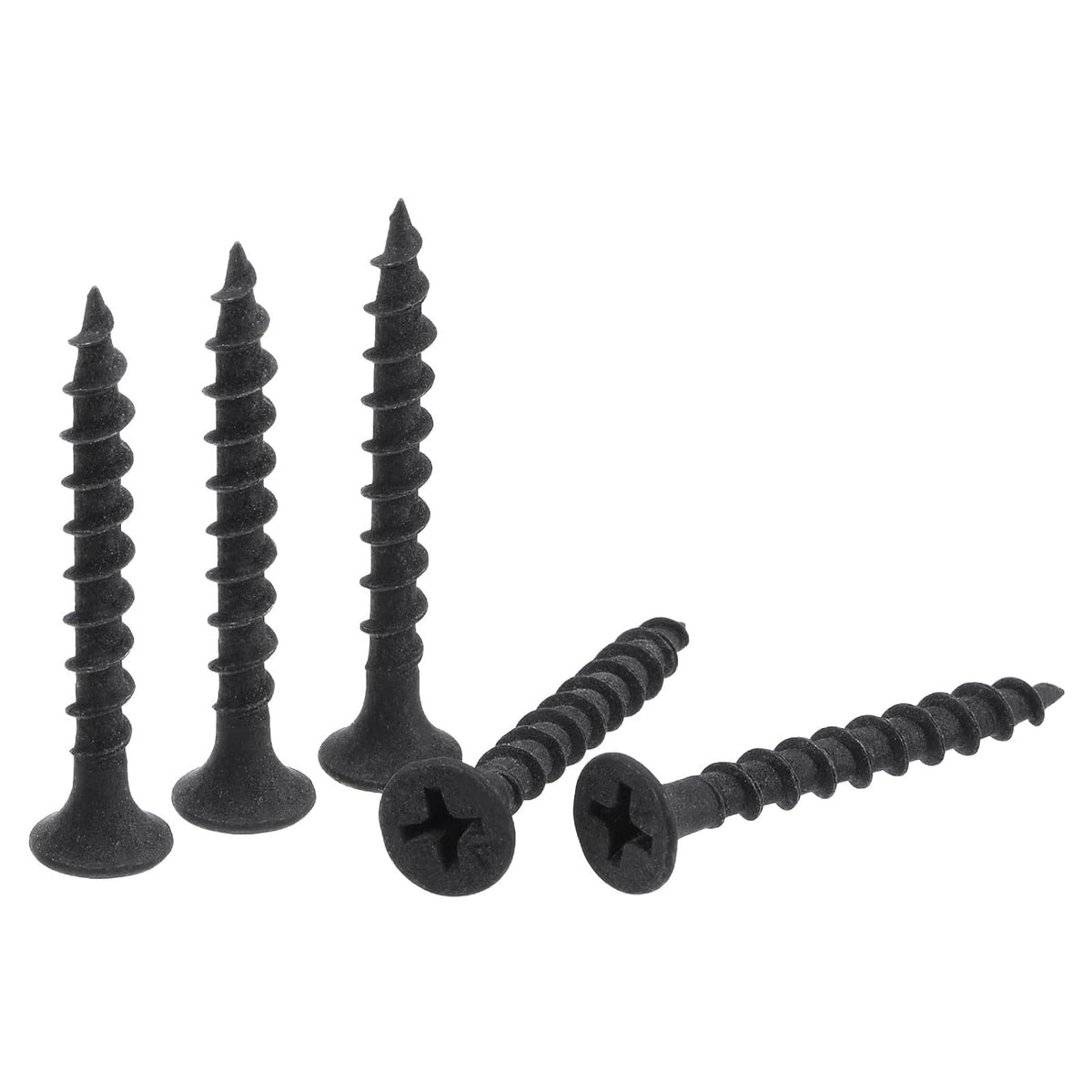 #8 x 1 3/8-Inch Wood Screws Phillips Flat Head Carbon Steel Self Tapping Screws Black 100pcs
