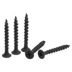 #8 x 1 3/8-Inch Wood Screws Phillips Flat Head Carbon Steel Self Tapping Screws Black 100pcs