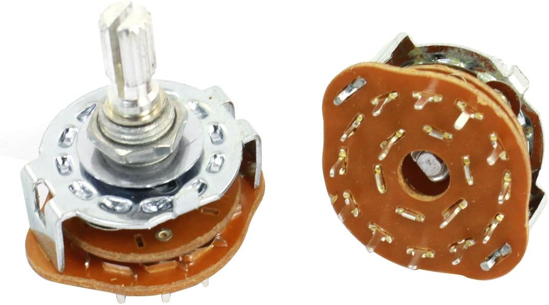 2 Pcs 2P6T 2 Pole 6 Position 6mm Knurled Shaft Band Rotary Switch