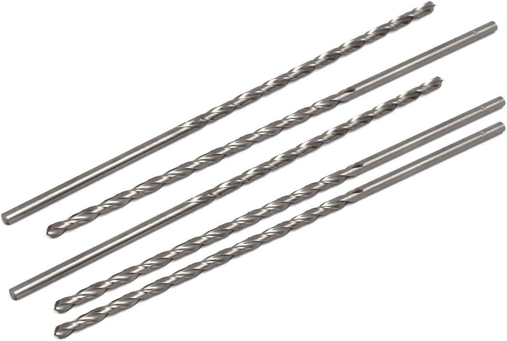 4.5mm Dia 200mm Long HSS Straight Round Shank Twist Drill Bit Drilling Tool 5pcs