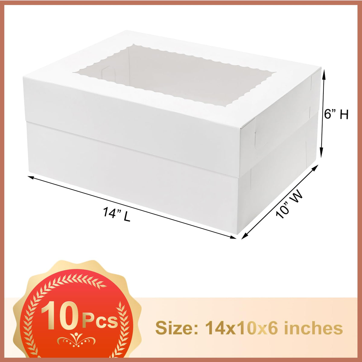 LinkMejor 10pcs 14x10x6 Taartdozen met Raamkwartier Bakkerijdozen