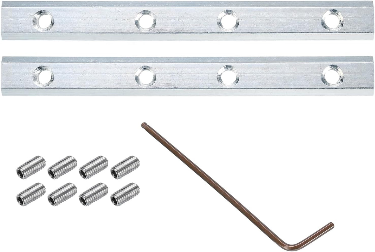 2pcs 40 Series Straight Line Connector 7 Inch with M8 Mounting Screws and Wrench Corner Bracket for T/V Slot 4040 Series Carbon Steel Extrusion Profile, Silver Tone