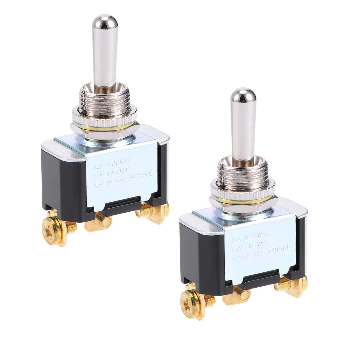 SPDT Rocker Toggle Switch Momentary Heavy-Duty 10A 250V 15A 125V 3P ON/Off/ON Switch Bat Waterproof Boot Cap Cover T6015W 2pcs