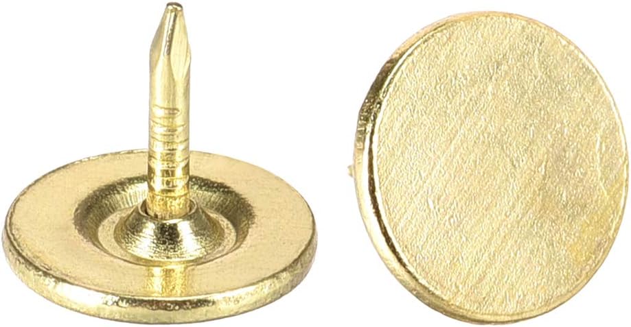 Upholstery Nails Tacks 11mmx10mm Flat Head Furniture Nail Gold Tone for Furniture Sofa Headboards, 50 Pcs