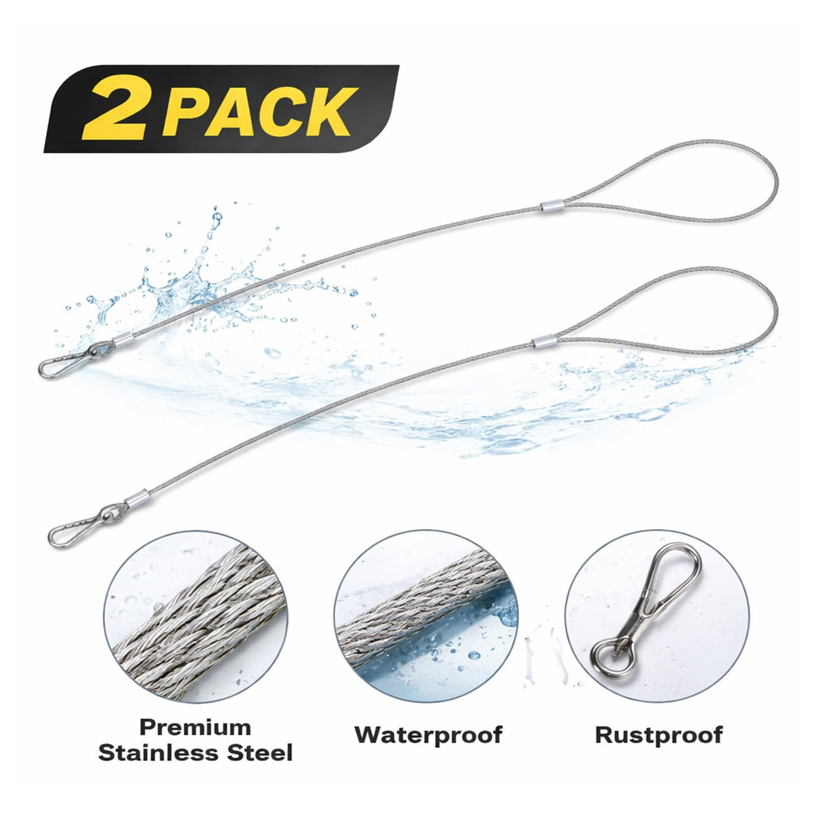 LinkMejor 2 Pack Kunci Gerbang Kabel Tergelincir, Tali Tergelincir Susu不锈钢