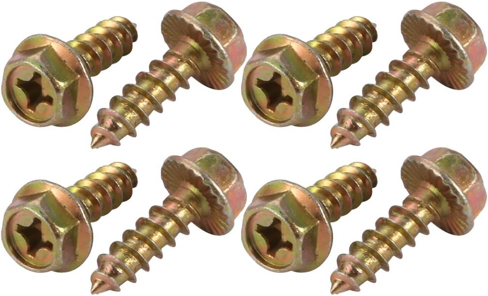 8Pcs M6x20mm Yellow Zinc Plated Phillips Drive Serrated Flange Hex Head Self-Tapping Screws