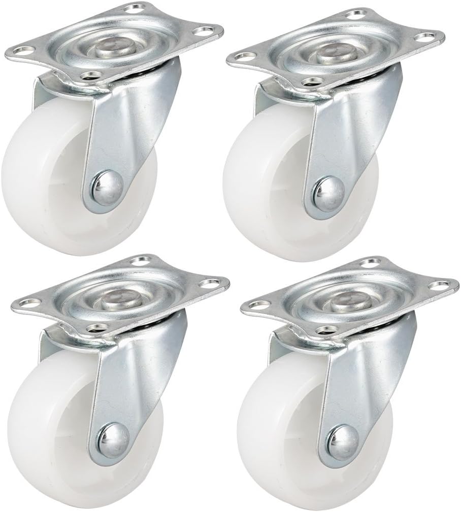 Swivel Caster Wheels 2" Polypropylene with 360 Degree Top Plate 44LBS Capacity for Furniture Carts Workbench, White, Pack of 4
