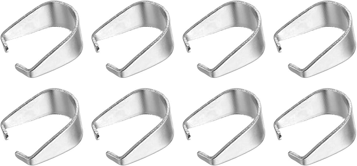 LinkMejor 160Pcs Pinch Clip Clasp, 5 x 10mm Pinch Clip Pendant Bail Connector Stainless Steel Pinch Bail for Pendants Jewelry Making DIY Craft, Steel Color