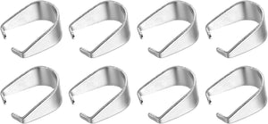 160Pcs Pinch Clip Clasp, 5 x 10mm Pinch Clip Pendant Bail Connector Stainless Steel Pinch Bail for Pendants Jewelry Making DIY Craft, Steel Color