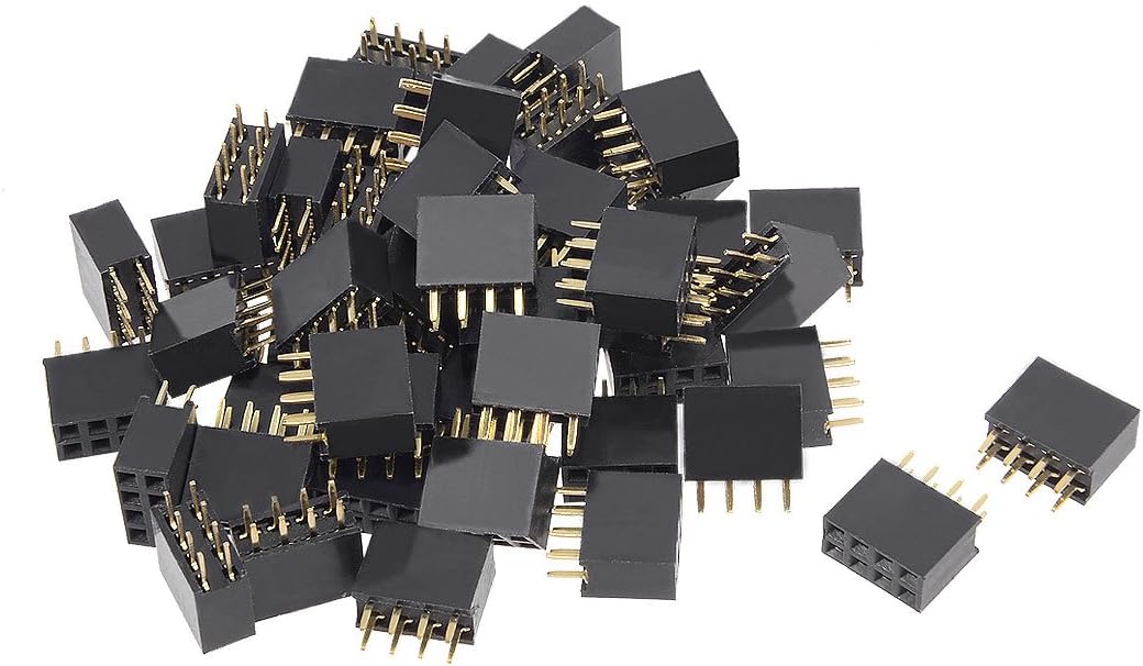 50Pcs 2.54mm Pitch 2x4-Pin Double Row Straight Connector Female Pin Header Strip PCB Board Socket