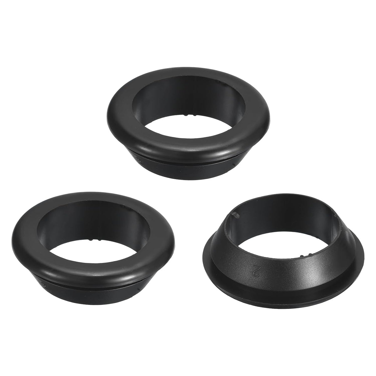 3 Pcs Rubber Grommets, 40mm ID 50mm Drill Hole Double Sided Hollow Firewall Hole Plugs Round Electrical Wiring Gasket, Black