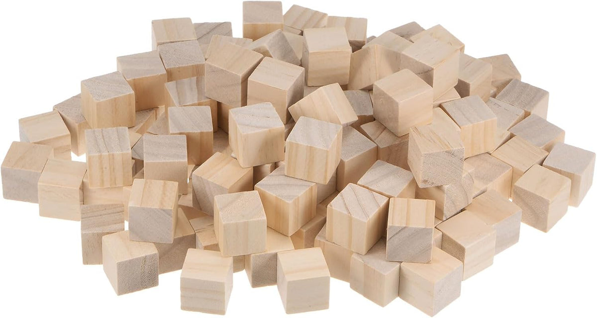 Wood Blocks for Crafts, 150pcs 3/4 Inch Unfinished Wooden Cube Pine Wood Square Block for DIY Craft Projects