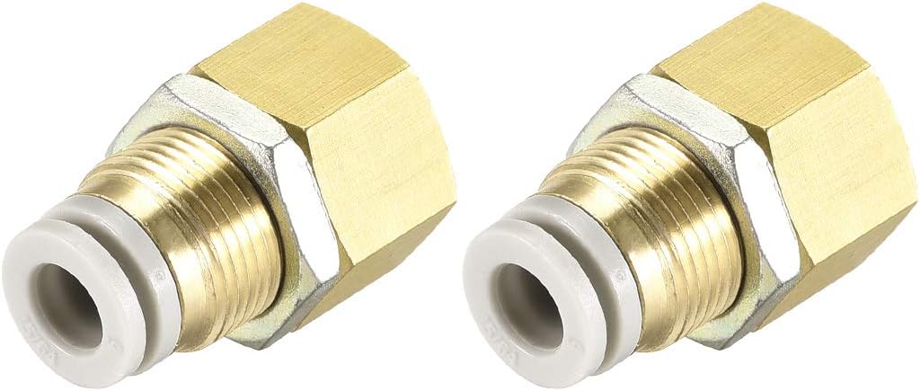 6mm Tube to 1/8PT Female Thread Bulkhead Push to Connect Fitting Copper 2Pcs