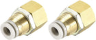 6mm Tube to 1/8PT Female Thread Bulkhead Push to Connect Fitting Copper 2Pcs