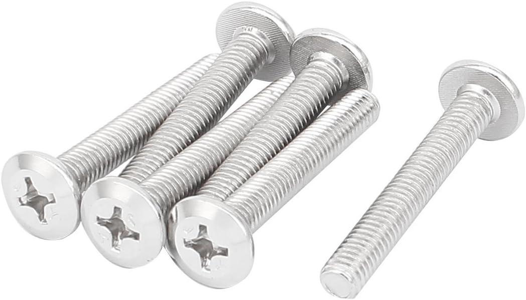 M6x40mm Male Thread Phillips Flat Head Bolt Screw Suitable for Double Bed Furniture TV Rack Wall Hanging 6pcs