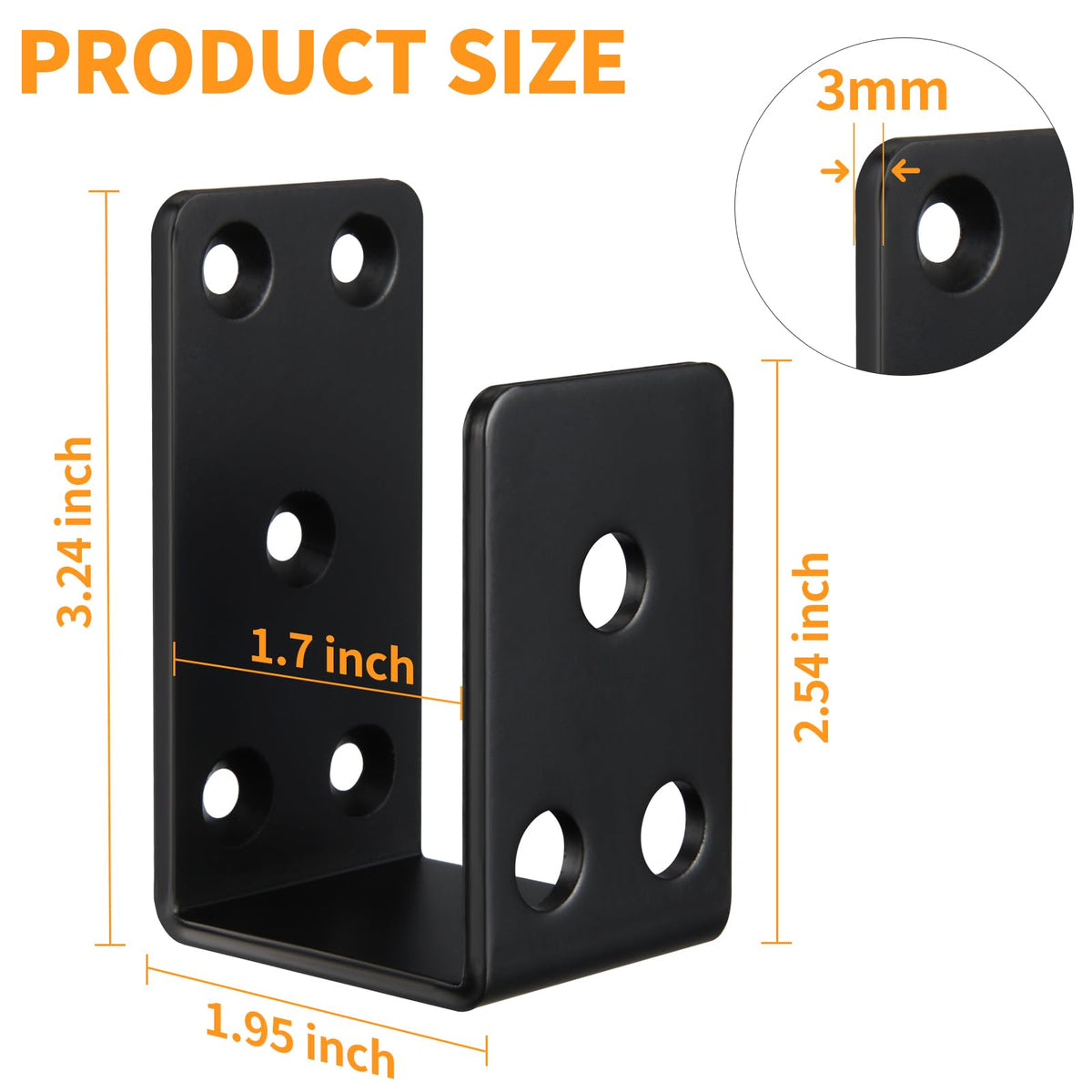 4Pack Schwarz starke Türsicherheitsbar Halterungen für 2x4 Bretter