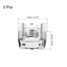 M6 x 1mm Cage Nut, 5Pcs Snap-in Cage Nuts, Carbon Steel Zinc Plated Metric Nut for Server Rack Cabinet, Silver