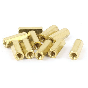 M3 x 13mm Female/Female Thread Brass Hex Standoff Spacer 10pcs