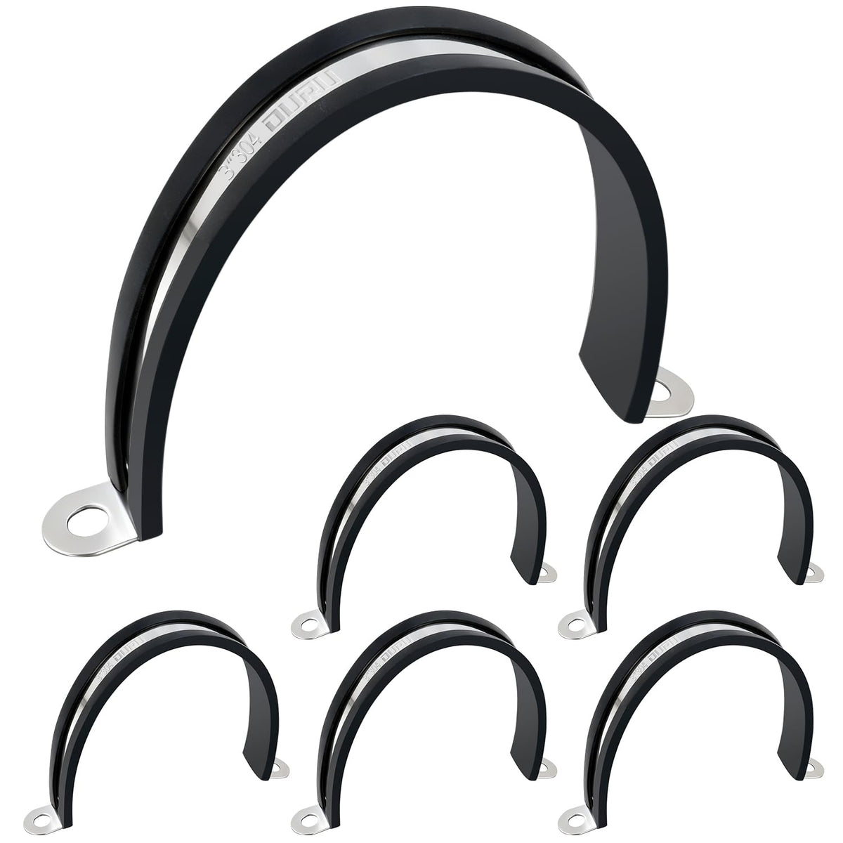 LinkMejor 3 Inch Pipe Strap Fits 3"/75.9-76mm OD, Rubber U Bracket,6PCS