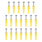 6x32mm Plastic Expansion Tube Pipe for Drywall with Screws Yellow 20pcs