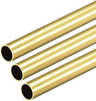 Brass Round Tube, 300mm Length 9.5mm OD 0.5mm Wall Thickness, Seamless Straight Pipe Tubing 3 Pcs