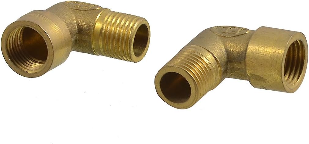 2 Pcs Brass 1/4" to 1/4" PT Thread Elbow Pipe Fittings Couplers