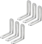 6Pcs Adjustable L-Shape Corner Brace with Slot, 2.28 x 2.28 Inch Stainless Steel Slotted Right Angle Corner Bracket for Wooden Furniture Cabinet, Silver