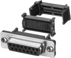 IDC D-Sub Ribbon Cable Connector 15-pin 2-Row Female Socket IDC Crimp Port Terminal Breakout for Flat Ribbon Cable Black Pack of 5