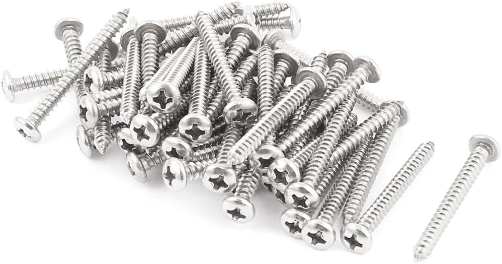 3.5mm x 35mm Phillips Cross Drive Pan Head Self Tapping Screw 50 Pcs