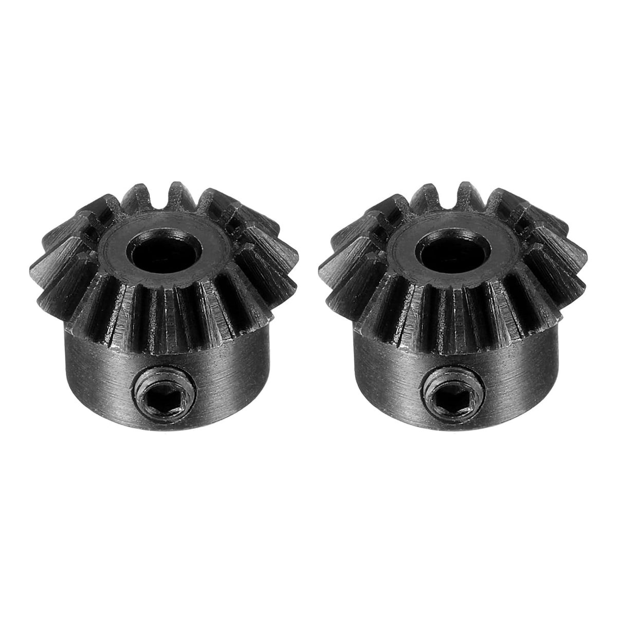2pcs Bevel Gear 0.8 Module 1:1 Reduction Rate 15T 3mm Hole Dia Bevel Pinion Gear 45# Steel, 45 Degree Steering Gear for Hardware Mechanical Rotation, Black