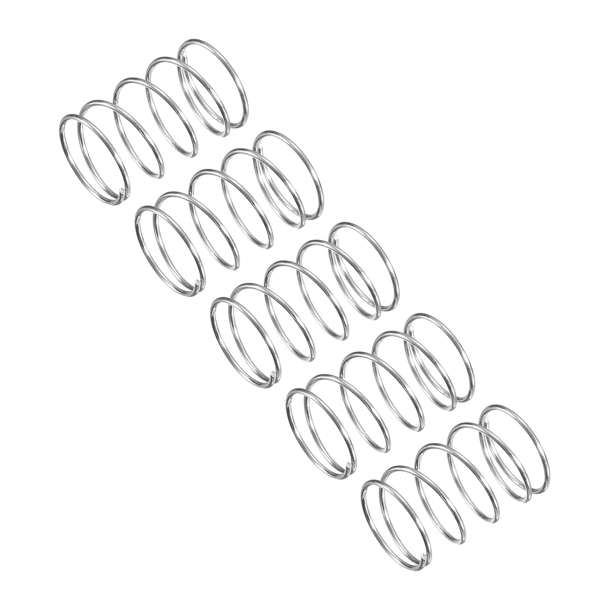 Compression Spring, 5Pcs 304 Stainless Steel, 10mm OD, 0.6mm Wire Size, 15mm Free Length, Silver Tone