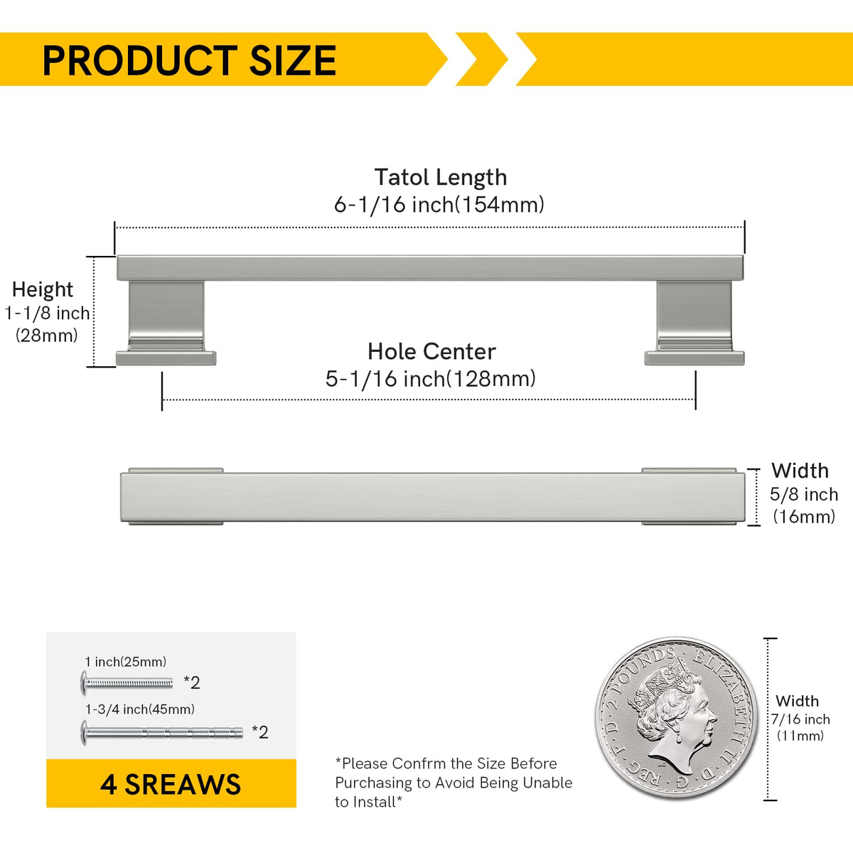 LinkMejor Brushed Gold Cabinet Pulls Kitchen Handles, 10 Pack, 3-3/4 Inch