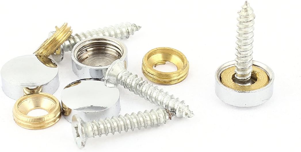 4 Pcs Silver Tone Decorative Fittings 12mm Screw Caps Mirror Nails