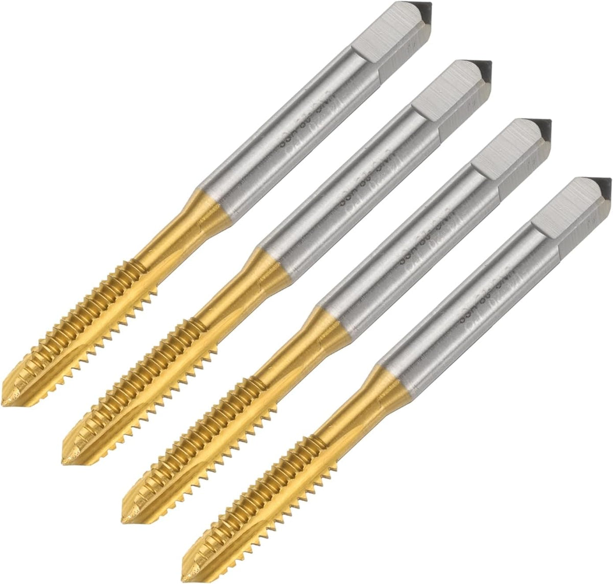 4pcs 1/4-20 UNC B2 Spiral Point Thread Tap, Screw Tap Threading Tapping Tool, Titanium Coated 6542 High Speed Steel Machine Taps Tapping Bit