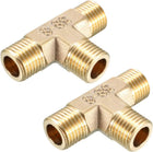 Brass Tee Pipe Fitting 1/4 BSP Male Thread T Shaped Connector Coupler 2pcs