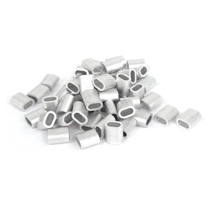 4mm Wire Rope Aluminum Ferrules Sleeves Silver Tone 50 Pcs