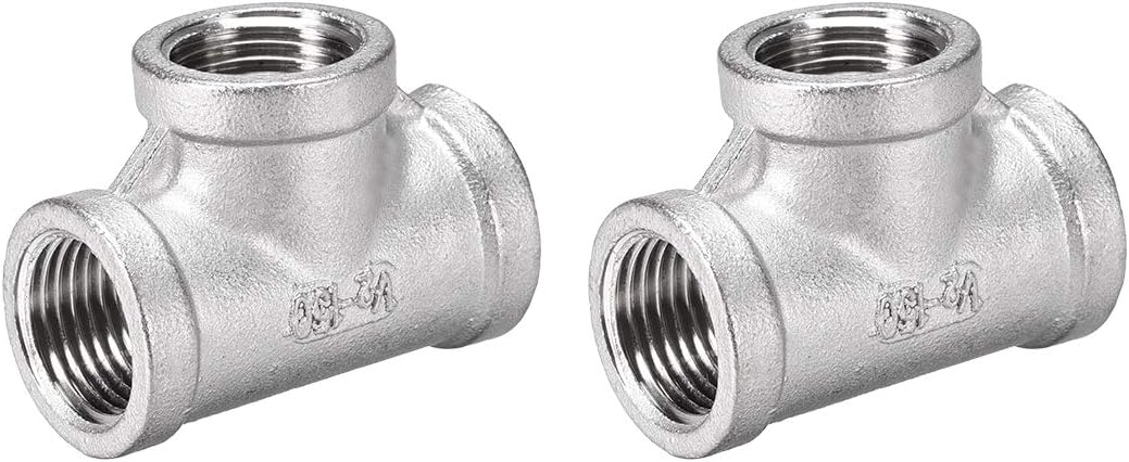 Stainless Steel 304 Cast Pipe Fitting 1/2BSPT Female Thread Class 150 Tee Shaped Connector Coupler 2pcs