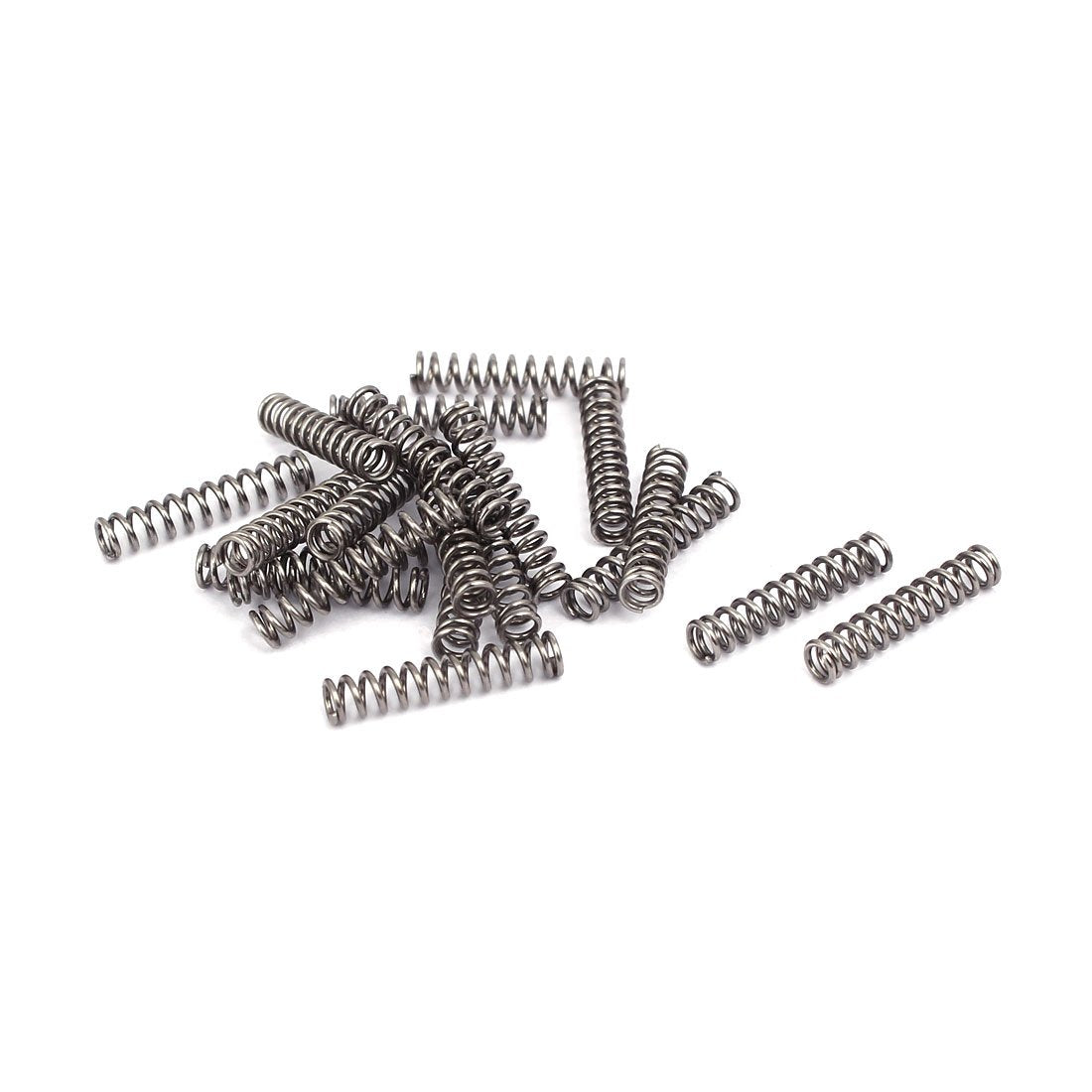 Compression Spring,304 Stainless Steel,3mm OD,0.5mm Wire Size,15mm Free Length,Silver Tone,20Pcs
