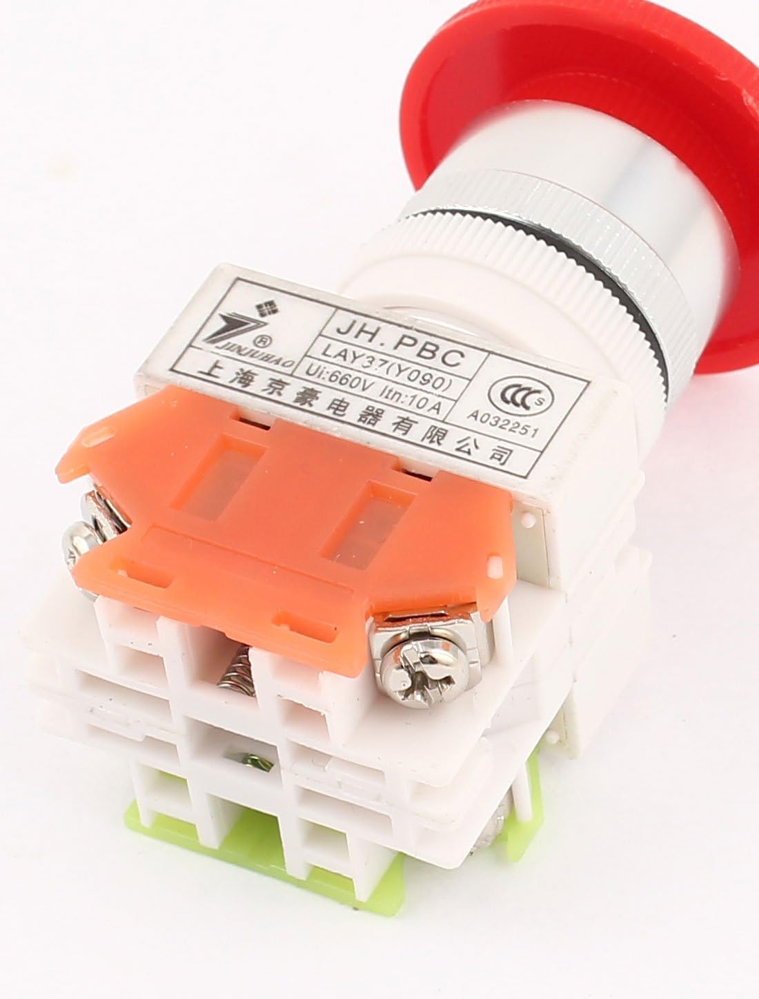 Compteur à bouton de type "mushroom" rouge, arrêt d'urgence, 40 mm, 660 V, 10 A