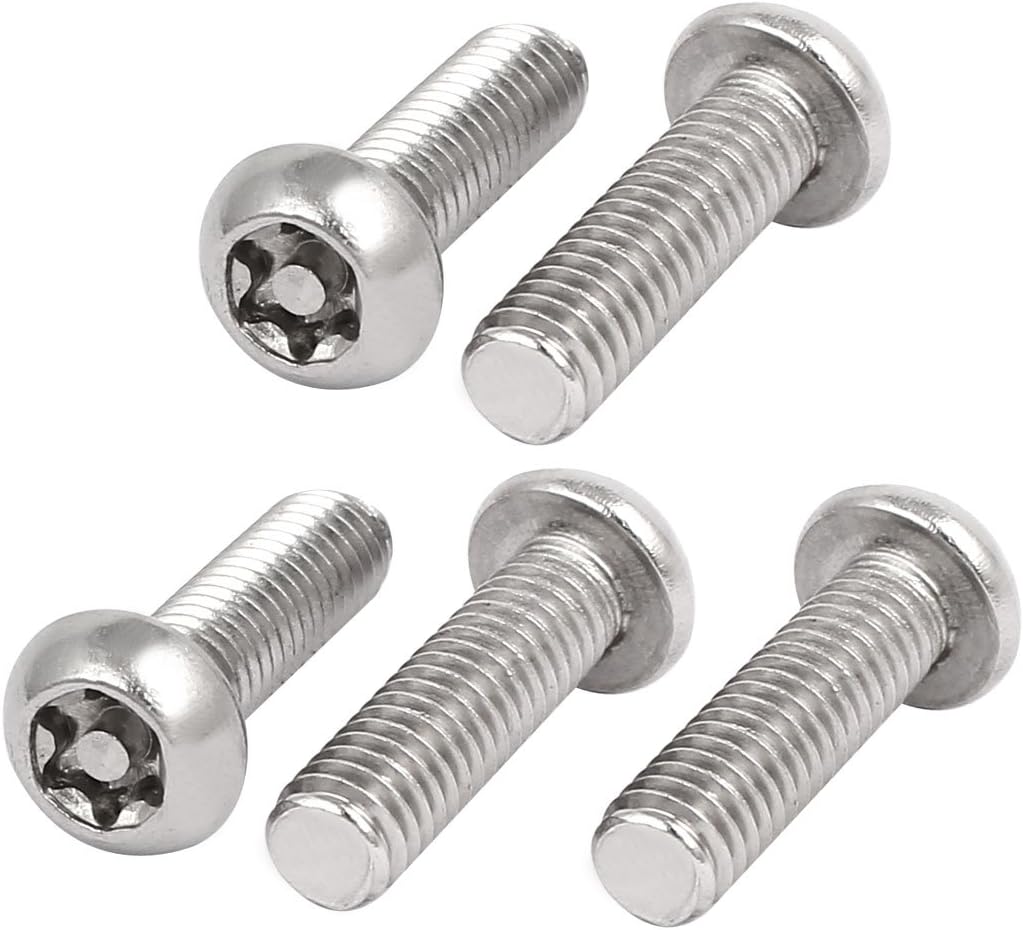 M6x20mm 304 Stainless Steel Button Head Torx Security Tamper Proof Screws 5pcs