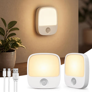 LinkMejor Rechargeable Motion Sensor Night Lights, 2 Pack Magnetic Stick-On LED Lights with 3 Color Temperatures, Adjustable & Memory, Cordless Night Light for Closet, Bedroom, Hallway, Stairs