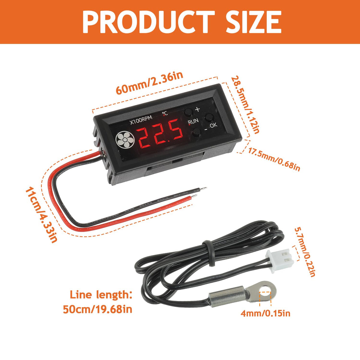 LinkMejor 4-Wire PWM 12V 3A Kontroler Temperatury Ventilatora, Circular Head