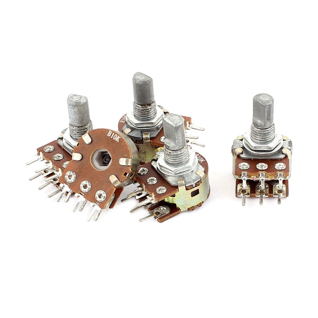 5 Pcs B10K 10K Ohm 6 Terminals Quadruple Linear Adjustable Rotary Knob Potentiometers