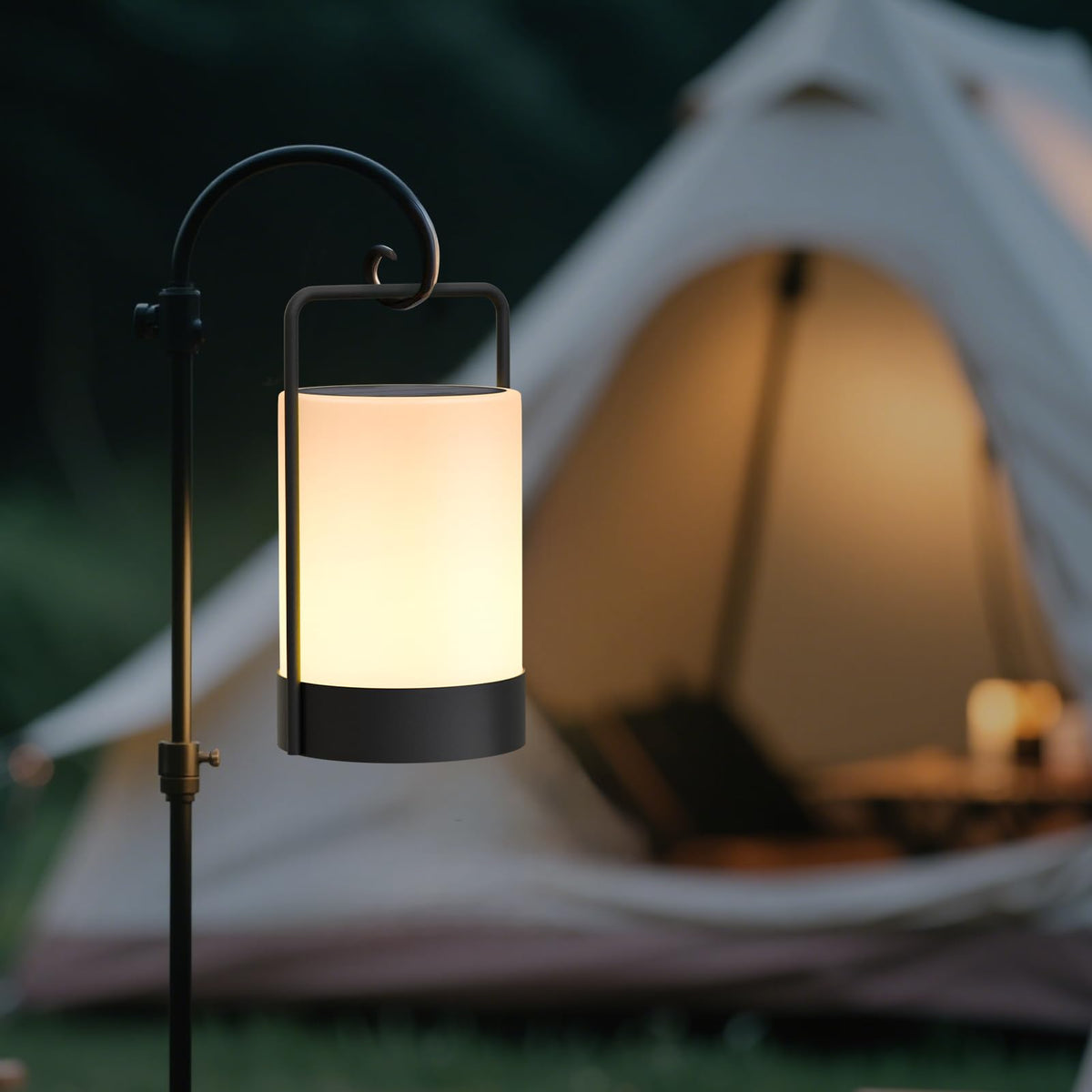 LinkMejor Solar Lantern Outdoor Waterproof Table Lamp Cordless Metal Frame