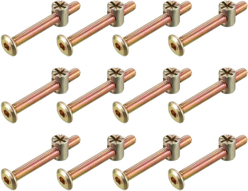 M6x50mm Furniture Bolt Nut Set Hex Socket Screw with Barrel Nuts for Beds Headboards Chairs 12 Sets