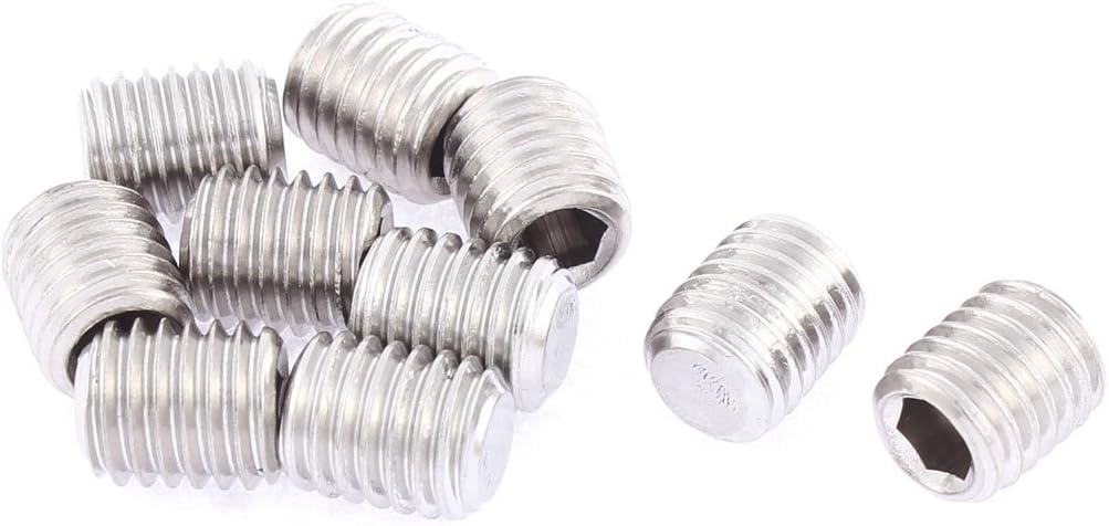 M10x12mm 1.5mm Pitch Hex Socket Set Flat Point Grub Screws 10pcs